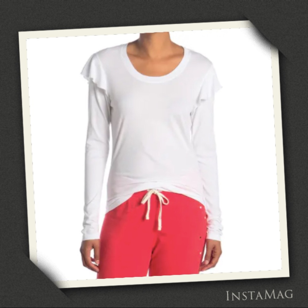 SUNDRY Ruffle Long Sleeve Top